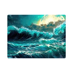 Tsunami Waves Ocean Sea Nautical Nature Water 5 Premium Plush Fleece Blanket (mini) by Jancukart