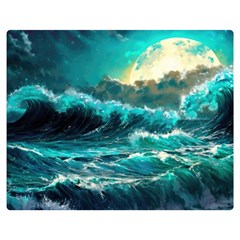 Tsunami Waves Ocean Sea Nautical Nature Water 5 Premium Plush Fleece Blanket (medium) by Jancukart