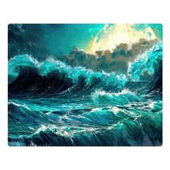 Tsunami Waves Ocean Sea Nautical Nature Water 5 Premium Plush Fleece Blanket (large) by Jancukart