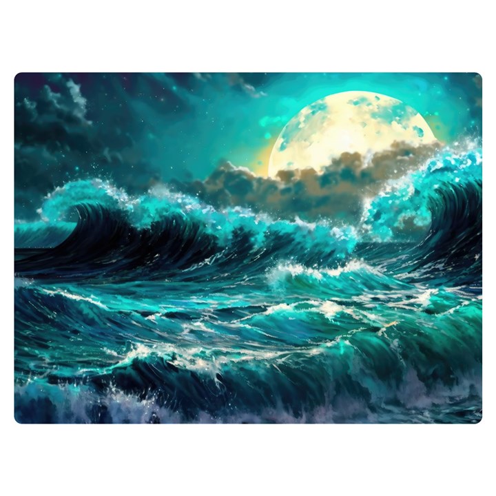 Tsunami Waves Ocean Sea Nautical Nature Water 5 Premium Plush Fleece Blanket (Extra Small)