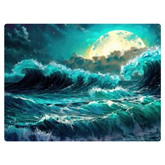 Tsunami Waves Ocean Sea Nautical Nature Water 5 Two Sides Premium Plush Fleece Blanket (extra Small) by Jancukart