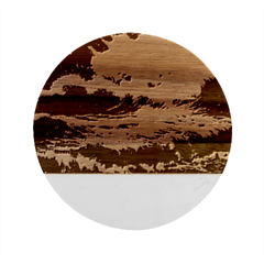 Tsunami Waves Ocean Sea Nautical Nature Water 5 Marble Wood Coaster (round) by Jancukart