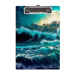 Tsunami Waves Ocean Sea Nautical Nature Water 5 A5 Acrylic Clipboard by Jancukart