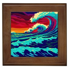 Tsunami Waves Ocean Sea Nautical Nature Water 9 Framed Tile by Jancukart