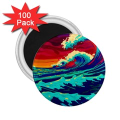 Tsunami Waves Ocean Sea Nautical Nature Water 9 2 25  Magnets (100 Pack) 