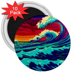 Tsunami Waves Ocean Sea Nautical Nature Water 9 3  Magnets (10 Pack)  by Jancukart