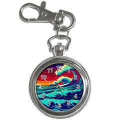 Tsunami Waves Ocean Sea Nautical Nature Water 9 Key Chain Watches by Jancukart