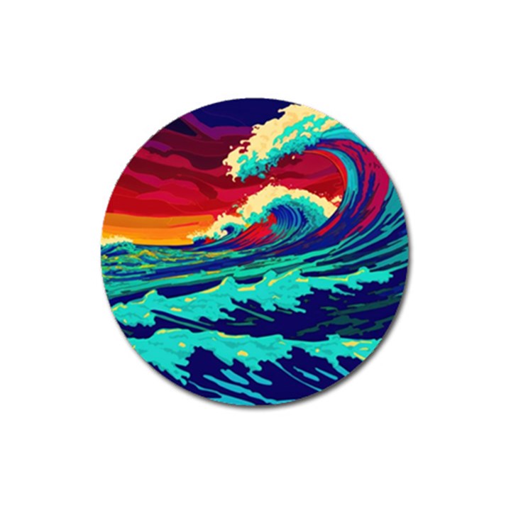 Tsunami Waves Ocean Sea Nautical Nature Water 9 Magnet 3  (Round)