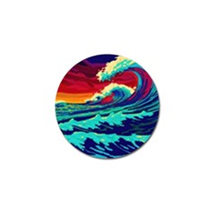 Tsunami Waves Ocean Sea Nautical Nature Water 9 Golf Ball Marker (4 Pack) by Jancukart