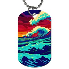 Tsunami Waves Ocean Sea Nautical Nature Water 9 Dog Tag (two Sides)