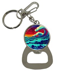 Tsunami Waves Ocean Sea Nautical Nature Water 9 Bottle Opener Key Chain by Jancukart