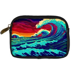 Tsunami Waves Ocean Sea Nautical Nature Water 9 Digital Camera Leather Case