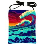 Tsunami Waves Ocean Sea Nautical Nature Water 9 Shoulder Sling Bag Front