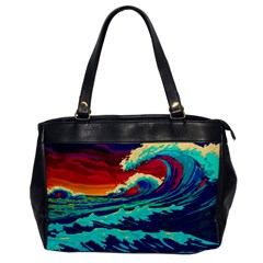 Tsunami Waves Ocean Sea Nautical Nature Water 9 Oversize Office Handbag by Jancukart