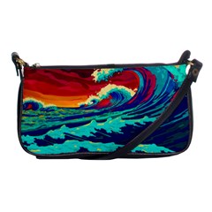 Tsunami Waves Ocean Sea Nautical Nature Water 9 Shoulder Clutch Bag by Jancukart