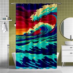 Tsunami Waves Ocean Sea Nautical Nature Water 9 Shower Curtain 48  X 72  (small)  by Jancukart