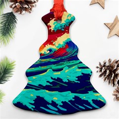 Tsunami Waves Ocean Sea Nautical Nature Water 9 Christmas Tree Ornament (two Sides) by Jancukart