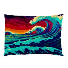 Tsunami Waves Ocean Sea Nautical Nature Water 9 Pillow Case (two Sides) by Jancukart