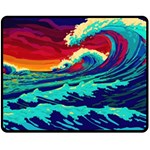 Tsunami Waves Ocean Sea Nautical Nature Water 9 Two Sides Fleece Blanket (Medium) 58.8 x47.4  Blanket Back