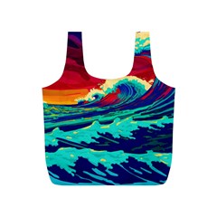 Tsunami Waves Ocean Sea Nautical Nature Water 9 Full Print Recycle Bag (s) by Jancukart