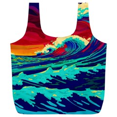 Tsunami Waves Ocean Sea Nautical Nature Water 9 Full Print Recycle Bag (xl) by Jancukart