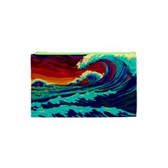 Tsunami Waves Ocean Sea Nautical Nature Water 9 Cosmetic Bag (xs) by Jancukart