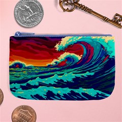 Tsunami Waves Ocean Sea Nautical Nature Water 9 Large Coin Purse by Jancukart