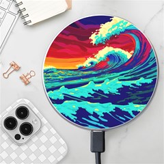 Tsunami Waves Ocean Sea Nautical Nature Water 9 Wireless Fast Charger(white) by Jancukart