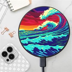 Tsunami Waves Ocean Sea Nautical Nature Water 9 Wireless Fast Charger(black)