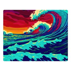 Tsunami Waves Ocean Sea Nautical Nature Water 9 Premium Plush Fleece Blanket (large) by Jancukart