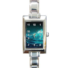 Tsunami Waves Ocean Sea Nautical Nature Water 7 Rectangle Italian Charm Watch by Jancukart