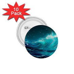 Tsunami Waves Ocean Sea Nautical Nature Water 7 1 75  Buttons (10 Pack) by Jancukart