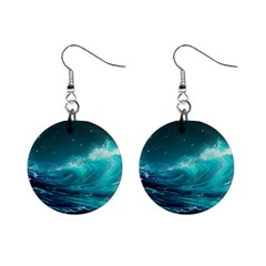 Tsunami Waves Ocean Sea Nautical Nature Water 7 Mini Button Earrings