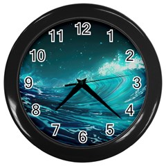 Tsunami Waves Ocean Sea Nautical Nature Water 7 Wall Clock (black)