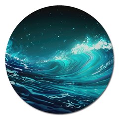 Tsunami Waves Ocean Sea Nautical Nature Water 7 Magnet 5  (round) by Jancukart