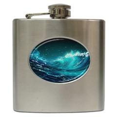 Tsunami Waves Ocean Sea Nautical Nature Water 7 Hip Flask (6 Oz) by Jancukart