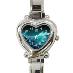 Tsunami Waves Ocean Sea Nautical Nature Water 7 Heart Italian Charm Watch by Jancukart