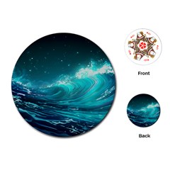 Tsunami Waves Ocean Sea Nautical Nature Water 7 Playing Cards Single Design (round) by Jancukart