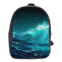 Tsunami Waves Ocean Sea Nautical Nature Water 7 School Bag (large) by Jancukart