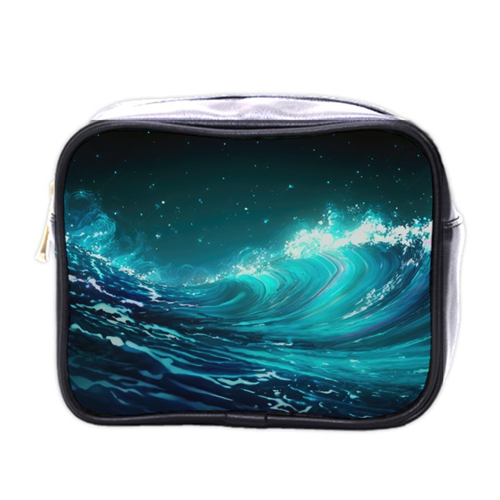 Tsunami Waves Ocean Sea Nautical Nature Water 7 Mini Toiletries Bag (One Side)