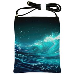 Tsunami Waves Ocean Sea Nautical Nature Water 7 Shoulder Sling Bag by Jancukart