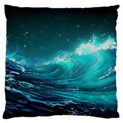 Tsunami Waves Ocean Sea Nautical Nature Water 7 Large Cushion Case (two Sides) by Jancukart