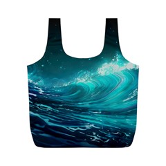 Tsunami Waves Ocean Sea Nautical Nature Water 7 Full Print Recycle Bag (m)