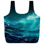 Tsunami Waves Ocean Sea Nautical Nature Water 7 Full Print Recycle Bag (XXL) Back