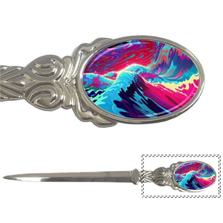 Tsunami Waves Ocean Sea Nautical Nature Water Blue Pink Letter Opener