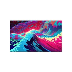 Tsunami Waves Ocean Sea Nautical Nature Water Blue Pink Sticker Rectangular (100 Pack)