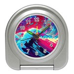 Tsunami Waves Ocean Sea Nautical Nature Water Blue Pink Travel Alarm Clock Front