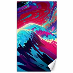 Tsunami Waves Ocean Sea Nautical Nature Water Blue Pink Canvas 40  X 72  by Jancukart