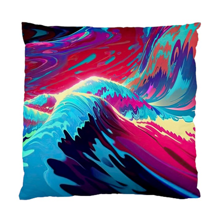 Tsunami Waves Ocean Sea Nautical Nature Water Blue Pink Standard Cushion Case (One Side)