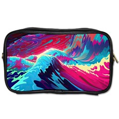 Tsunami Waves Ocean Sea Nautical Nature Water Blue Pink Toiletries Bag (one Side)